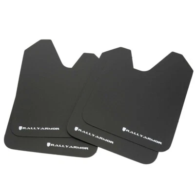 Rally Armor Basic Universal Mud Flaps Set of 4 No HW, BLACK w/ White MF12-BAS-WH - Image 1 of 3