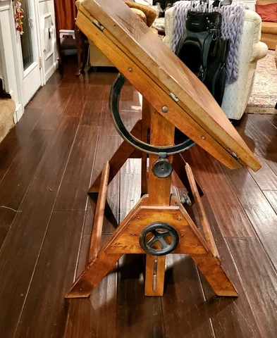 Vintage Oak Drafting Table Local Pickup Only Cover