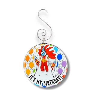 Leghorn Chicken Rainbow Balloon Birthday Mini Ornament Handmade Gift - Picture 1 of 5