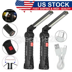 Rechargeable LED COB Work Light Mechanic Flashlight Lamp Magnetic Base Bright US - Picture 1 of 10