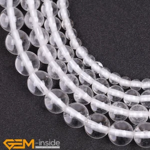 Natural White Clear Quartz Gemstone Round Beads Big Hole 2mm Jewelry Making 15" - Picture 1 of 35