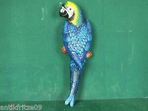 Großer Papagei Wandschmuck schwer Eisenguss Farbenfroh lackiert ca 36 cm