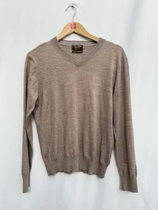 William Hunt Savile Row V Neck Jumper Wool Blend Light Brown Mens Large See Info - Picture 1 of 10