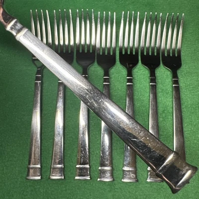 Lote de 8 tenedores de cena Heritage Mint Ltd cubiertos brillantes de acero inoxidable Bentley Foto 1 de 4