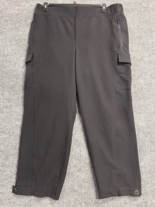 T by Talbots Tech Pants 2XL Black Pockets Elastic Waist Snap Ankles Athleisure - Picture 1 of 13