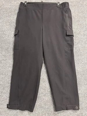 T by Talbots Tech Pants 2XL Black Pockets Elastic Waist Snap Ankles Athleisure - Image 1 of 4