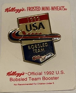 USA Olympia Bob Team 1992 Vintage Anstecknadel Brosche Kellogg’s - Bild 1 von 3