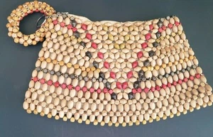 Vintage SUZANNE Holzperlen Geldbörse Clutch Handtasche 30er Jahre Reißverschluss - Bild 1 von 6