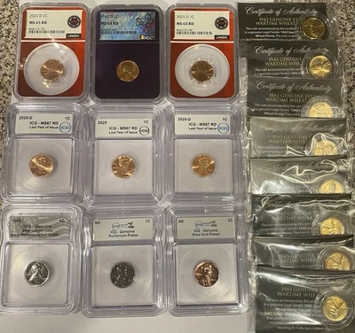 17 Lot Of Graded And Authentic Pennys - Image 1 of 4