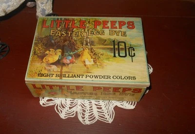 Primitive Looking Wooden~ Little Peeps Easter Eggs Dye Box - Image 1 of 4