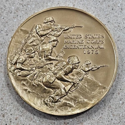 Medallón de bronce bicentenario del Cuerpo de Marines de los Estados Unidos 1775-1975 Foto 1 de 4