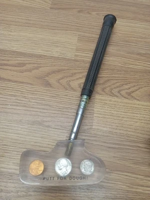  1970s Lucite Extending Golf Putter Club ~Putt For Dough~ Coins 13" To 35" - Image 1 of 4