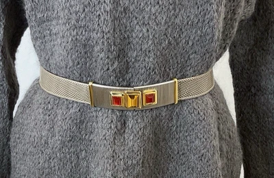 Cinturón de piel de serpiente ajustable vintage Judith Leiber con hebilla de cinturón con joyas Foto 1 de 4