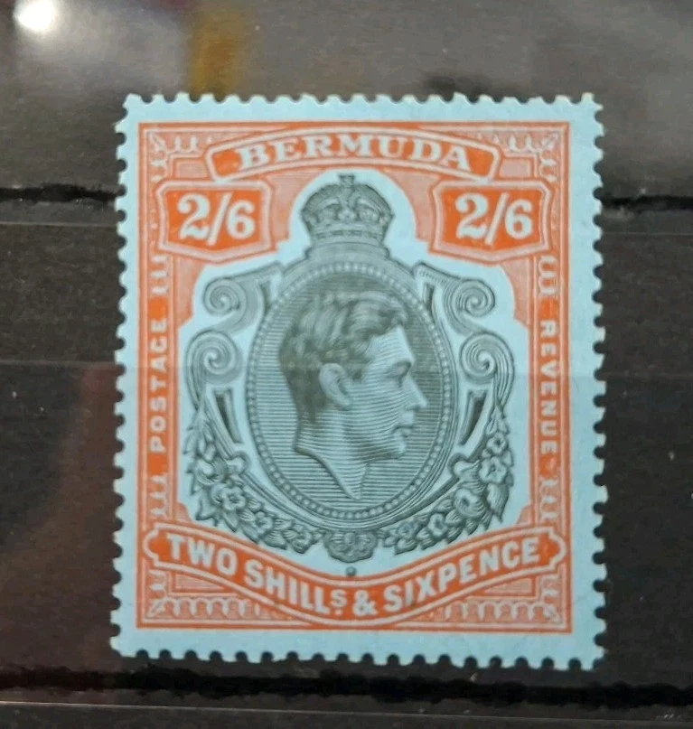 J711 - Bermuda 1938 'King George VI', 2/6 Single on Blue Paper MNH, CV = $45 - Image 1 of 1