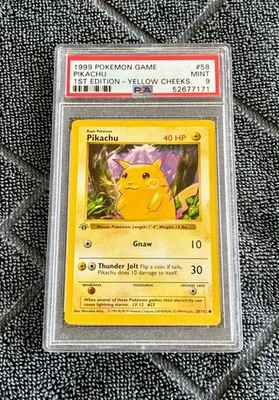 1999 Pokemon Base Set Pikachu Yellow Cheeks 1st Edition PSA 9 #58 Shadowless - Image 1 of 2