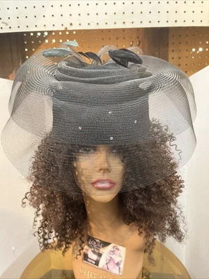 Vintage 90s Essence By Mail Hat Black Derby Church Hat 22” - Image 1 of 4