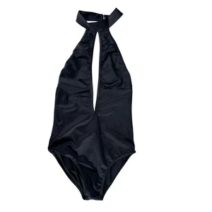 Frederick's of Hollywood Cutout One Piece Halter Swimsuit Black Medium New - Picture 1 of 11