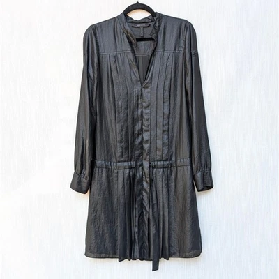 BCBGMAXAZRIA Alyn 黑色长袖打褶抽绳短裙,尺寸 XS — 第 1/4 张图片