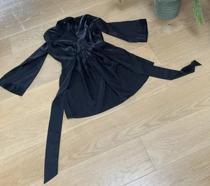 River Island Black Satin kimono style Dress size 12 V Neck Long wide Sleeves - Picture 1 of 11