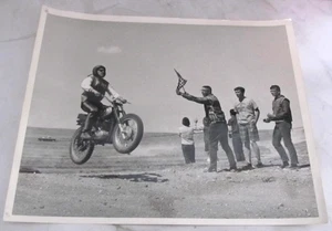 Vintage Motocross Motorcycle Race Photo 8" x 10" Cheyenne, Wyoming WY Check Flag - Picture 1 of 2