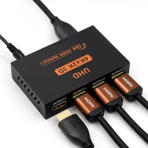 HDMI BOX 1*4 HDMI Splitter 1 In 4 Out 4K 3D 4 Way HDMI Signal Distributor UK - Picture 1 of 14