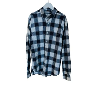 Trenery Plaid Button Up Shirt Navy White Multi Size XS Mens Long Sleeve - Picture 1 of 6