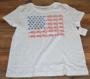 Croft & Barrow Crew Neck T-Shirt Lobster & Starfish USA American Flag Tee - Picture 1 of 2