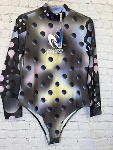 Adidas Womens Plus Size 1X Polka Dot Bodysuit Multicolor Long Sleeve H49674 NWT  - Picture 1 of 12