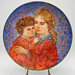 Piatto VINTAGE 1986 Knowles Edna Hibel festa della mamma 8,5" "Erica & Jamie" con scatola/COA - Foto 1 di 7