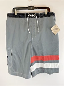 Paradise Collection Men XL Lined Board Shorts Swim Trunks Grey NEW w/ Pocket NEW - Picture 1 of 9