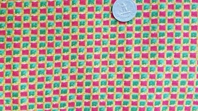 COTTON  FABRIC - "ENGLISH COLLECTION" BY DAVID TEXTILES RED & GREEN SQUARES- BTY - Image 1 of 2