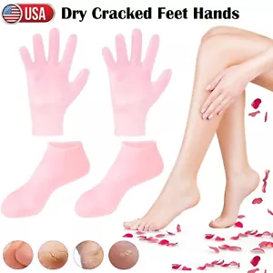 2x Guanti Silicone Idratanti e Calze Cura Piedi Mani Spa Pedicure Idratante US - Foto 1 di 16
