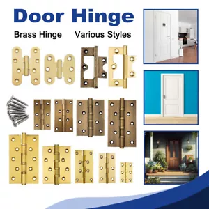 Brass Door Butt Hinge Cabinet Cupboard Trinket Box Hinges 1/1.5/2/2.5/3/3.5 Inch - Picture 1 of 47