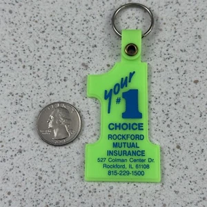 Rockford Illinois Mutual Insurance #1 Green Keychain Key Ring #50094 - Picture 1 of 2