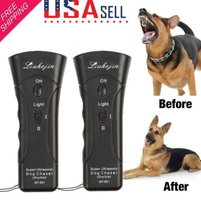 2X Ultrasonic Anti Dog Barking Trainer Electronic Dog Deterrent Repeller Device