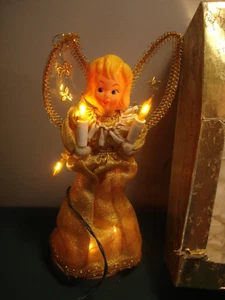 Vintage Japan -Electrified Golden Light -Up Angel Tree Topper - Picture 1 of 6