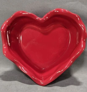 Crate & Barrel Heart Shape Ceramic Baking Dish Red Made in China EUC - Picture 1 of 8