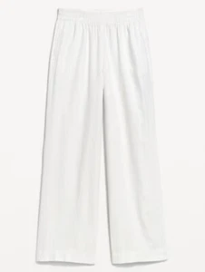 Old Navy Women High-Waisted Linen-Blend Wide-Leg Pants White Size S - Picture 1 of 2