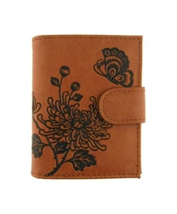 LAVISHY MUM & SCHMETTERLING STICKEN MITTLERE GELDBÖRSE VEGANES KUNSTLEDER NEU 7-0102BRN - Bild 1 von 6