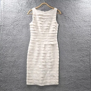 Adrianna Papell Womens Pencil Dress Size 4 ivory Beige Layered Sleeveless - Picture 1 of 13