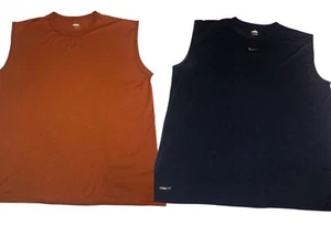 Two Nike Dry Fit Muscle Tee Shirts Size Lg. Navy and Rust Colored - Picture 1 of 12