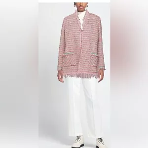 Neu ohne Etikett Roberto Quaglia Damen Tweed Jacke rot Größe 38/8 US - Bild 1 von 13