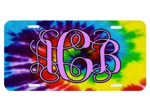 Tie Dye Monograma Personalizado Monograma Placa Personalizada Auto Etiqueta Coche - Imagen 1 de 4