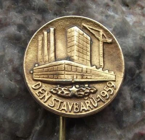 1959 Construction Building Workers Builders Day National Trade Union Pin Badge - Picture 1 of 5