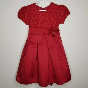Girls Brooke Lindsay Dress Sz 6 Red S/S Lace Flower Crinoline Christmas Holiday - Picture 1 of 12