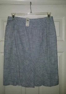 NWT Ann Taylor Blue Tweed Wool Pencil Skirt $98 sz 10 Pleated back lined - Picture 1 of 7