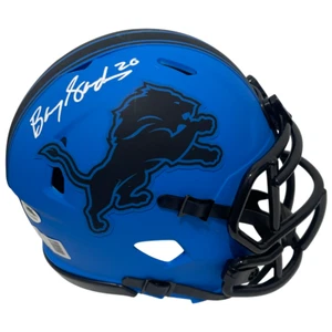 Barry Sanders Signed Detroit Lions Rave Mini Helmet Beckett Witness BAS COA - Picture 1 of 3
