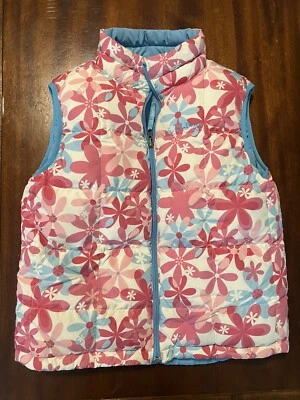 Chaleco Reversible LL Bean Jóvenes Niñas Plumón de Ganso Rosa Flores/Azul Cielo 14/16 Grande Foto 1 de 4
