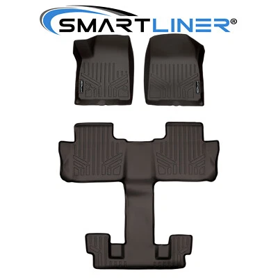 SMARTLINER Custom Fit Floor Mats 3 Row Liner Set Cocoa OEM 2017-2021 GMC Acadia Foto 1 de 4