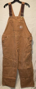 MEN'S SIZE 44x30 CARHARTT WORK SUIT OVERALLS BODY SUIT PULL UP COTTON COVERALLS - Picture 1 of 17